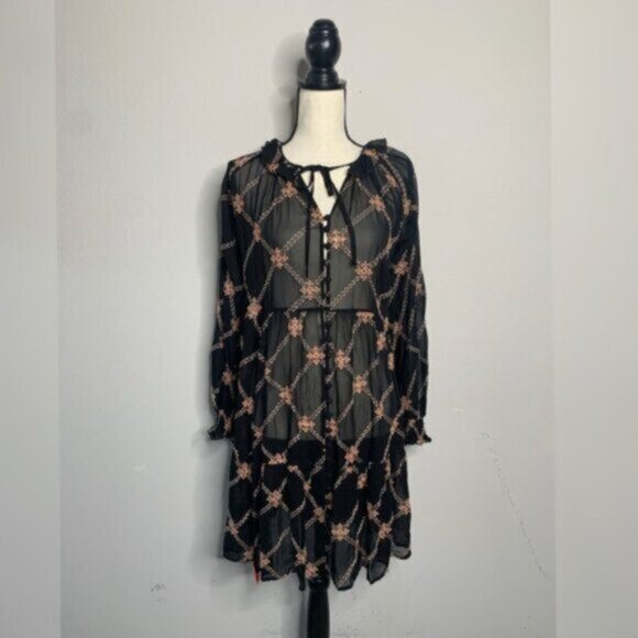 NWT Johnny Was Jackie Mini Long Sleeve Sheer Dress - Picture 5 of 16